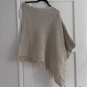 J. Jill Shawl Poncho Crochet Cotton/Wool Blend – One Size